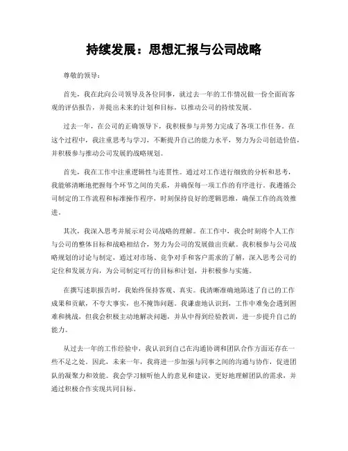 持续发展：思想汇报与公司战略