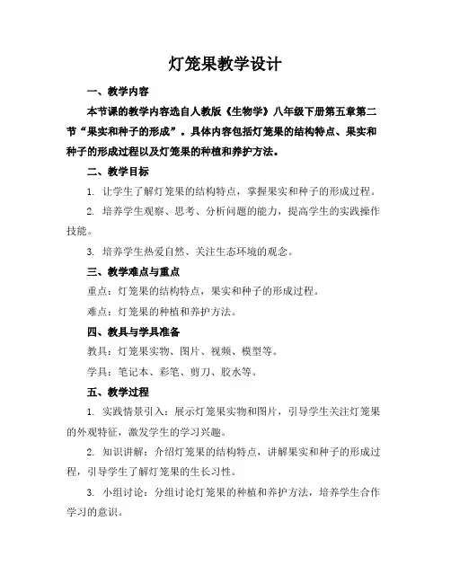 灯笼果教学设计