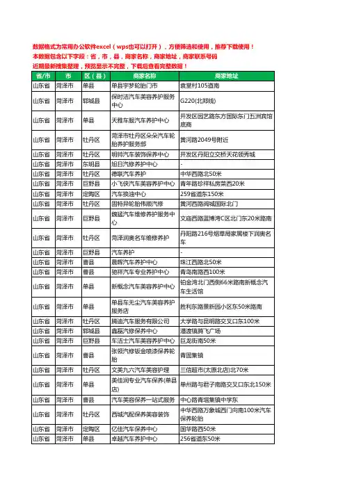 2020新版山东省菏泽市汽车保养工商企业公司商家名录名单联系电话号码地址大全322家