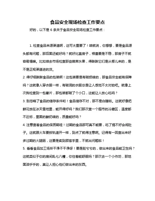 食品安全现场检查工作要点