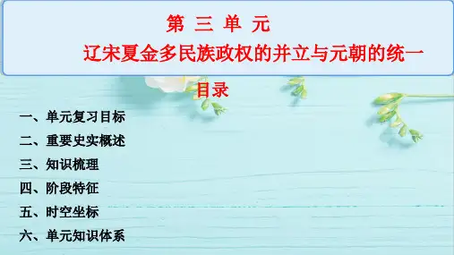 第三单元  辽宋夏金多民族政权的并立与元朝的统一(单元复习课件)高一历史(统编版中外历史纲要上册)