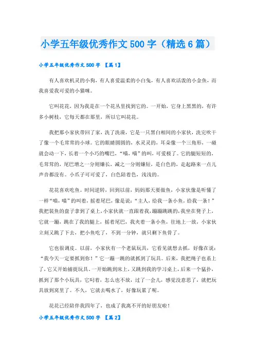 小学五年级优秀作文500字(精选6篇)