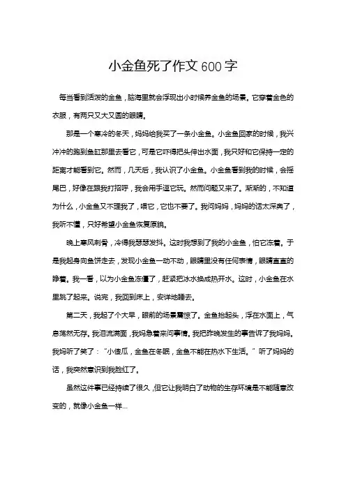 小金鱼死了作文600字