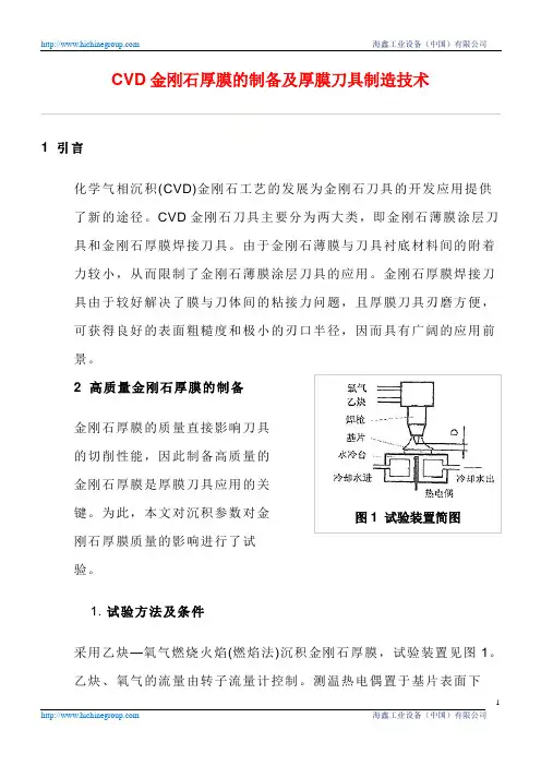 CVD金刚石厚膜的制备及厚膜刀具制造技术