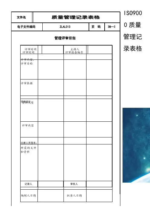ISO9000质量管理记录表格