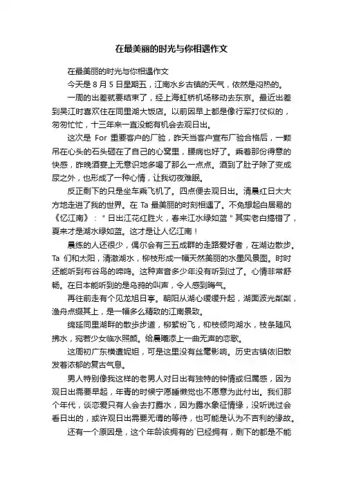 在最美丽的时光与你相遇作文
