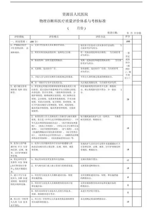 超声科医疗质量评价体系与考核标准完整版.docx