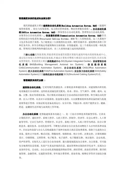 智能建筑系统的组成和主要功能