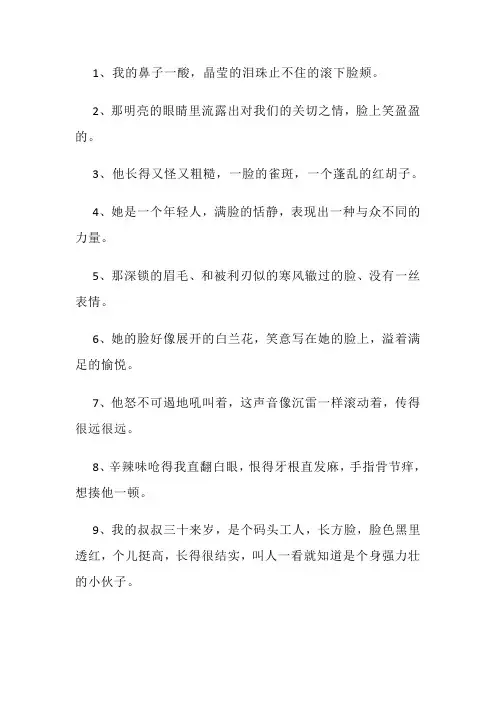 描写人物外貌表情的好句好段