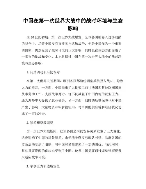 中国在第一次世界大战中的战时环境与生态影响
