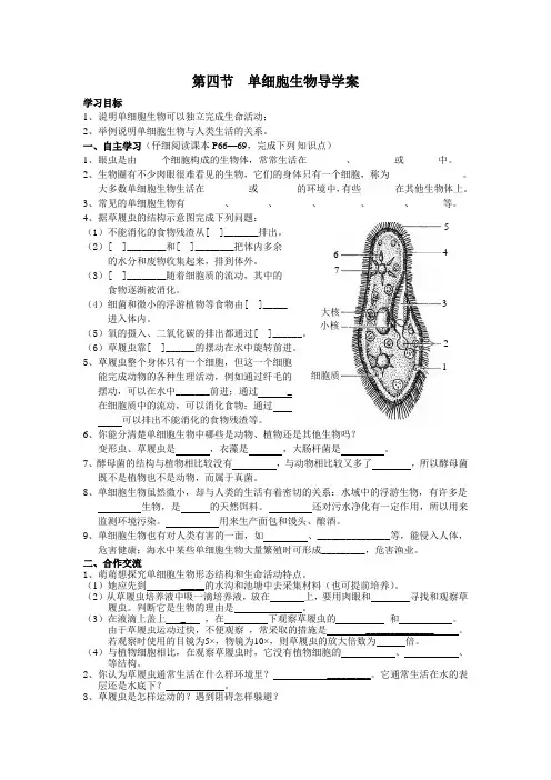 第四节单细胞生物导学案