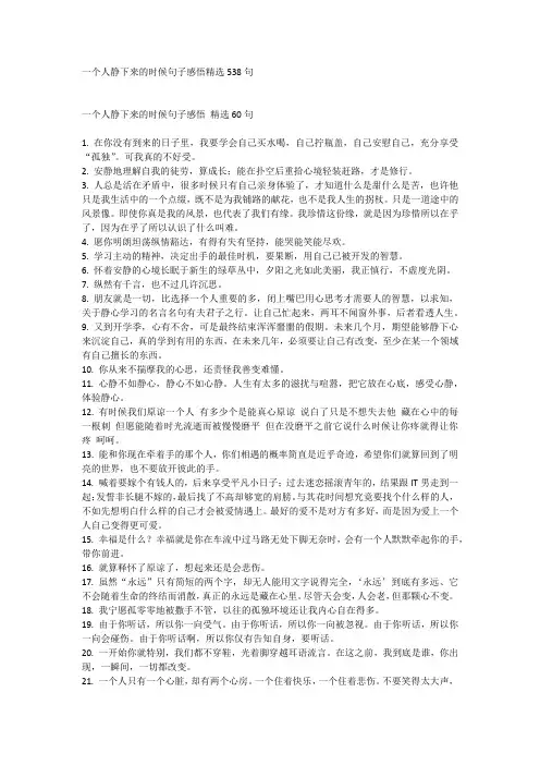 一个人静下来的时候句子感悟精选538句