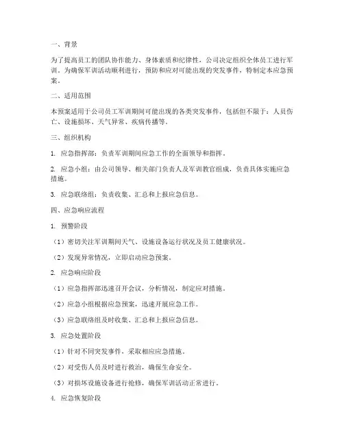 员工军训应急预案