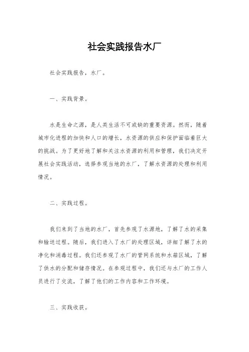 社会实践报告水厂