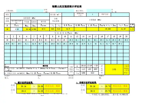 混凝土抗压强度统计评定表(自动计算)
