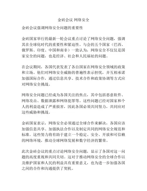 金砖会议 网络安全