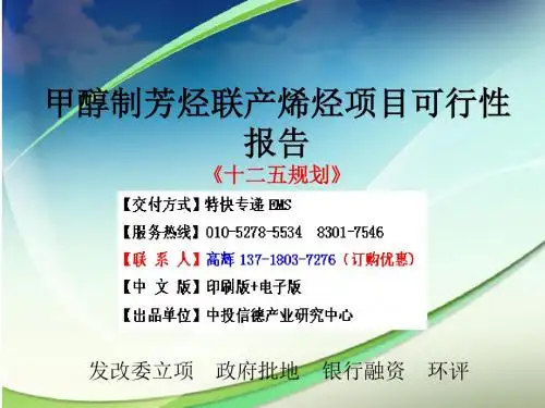 甲醇制芳烃联产烯烃项目可行性研究报告