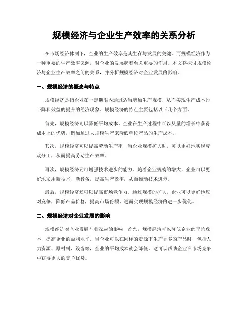 规模经济与企业生产效率的关系分析