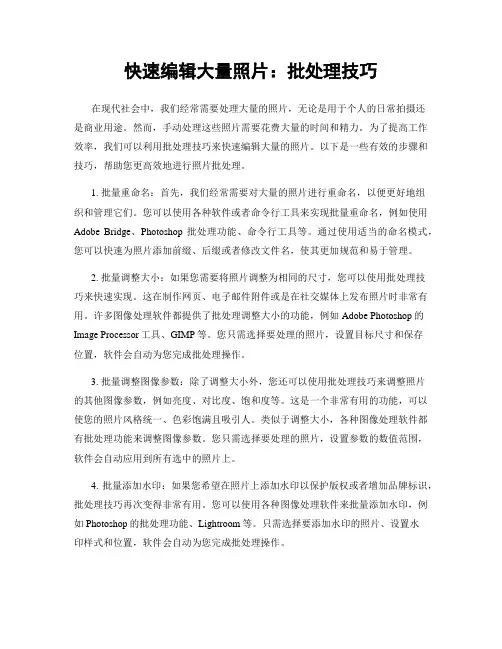 快速编辑大量照片：批处理技巧