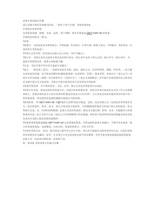 质量手册的编写步骤