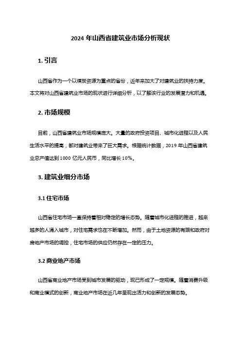 2024年山西省建筑业市场分析现状