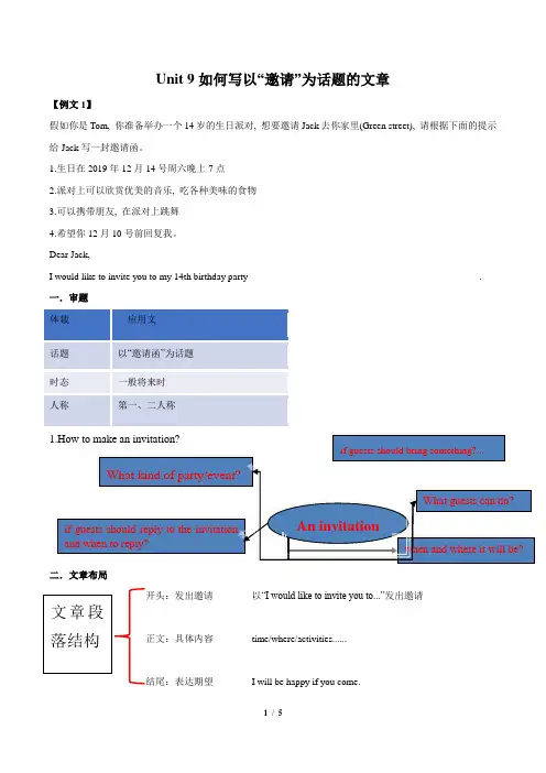 人教版英语八年级上册【写作导学讲义】Unit9_如何写以“邀请”为话题的文章