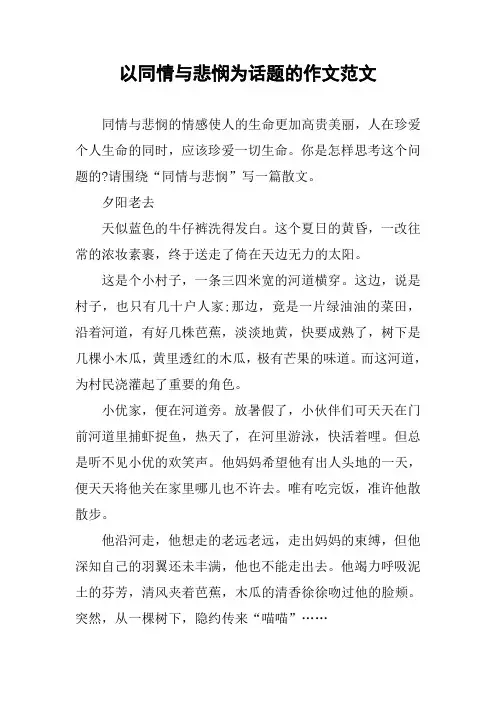以同情与悲悯为话题的作文范文