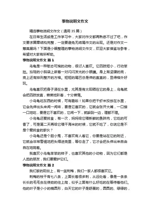 精选事物说明文作文（通用35篇）
