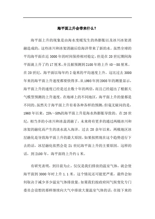 海平面上升会带来什么