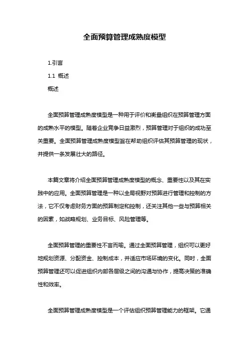 全面预算管理成熟度模型