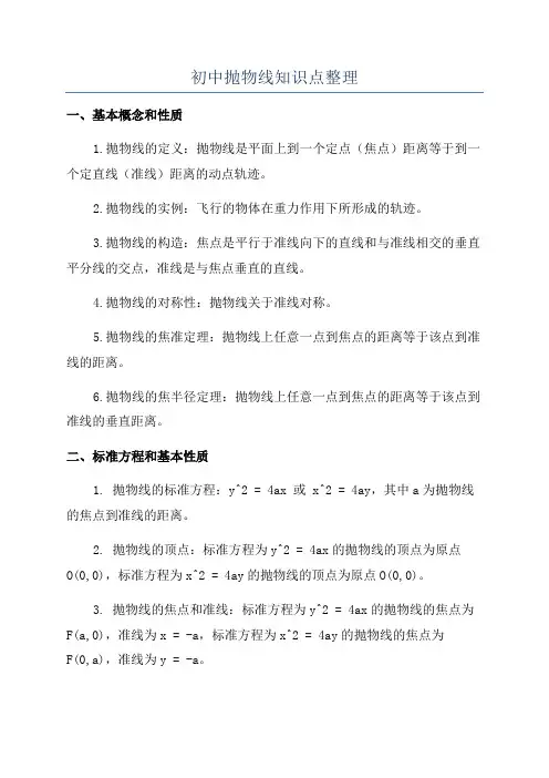 初中抛物线知识点整理