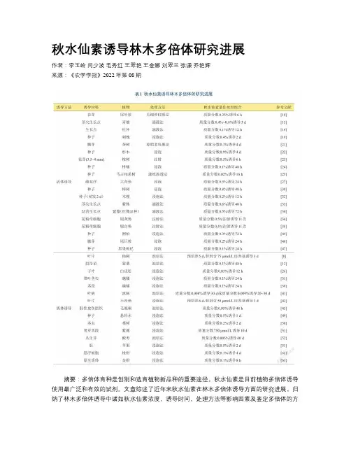 秋水仙素诱导林木多倍体研究进展