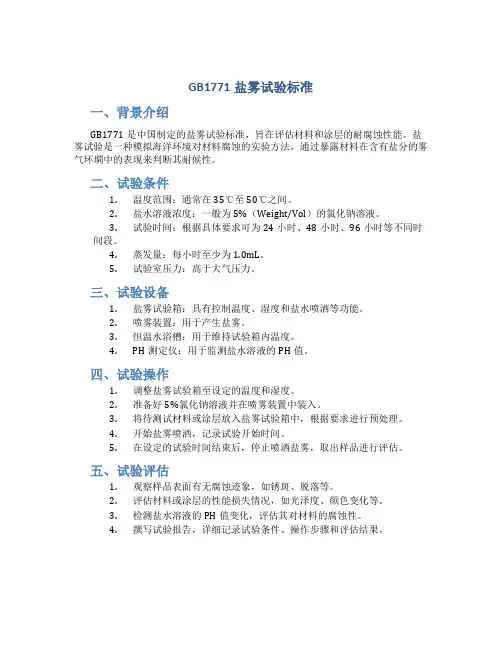 gb1771盐雾试验标准