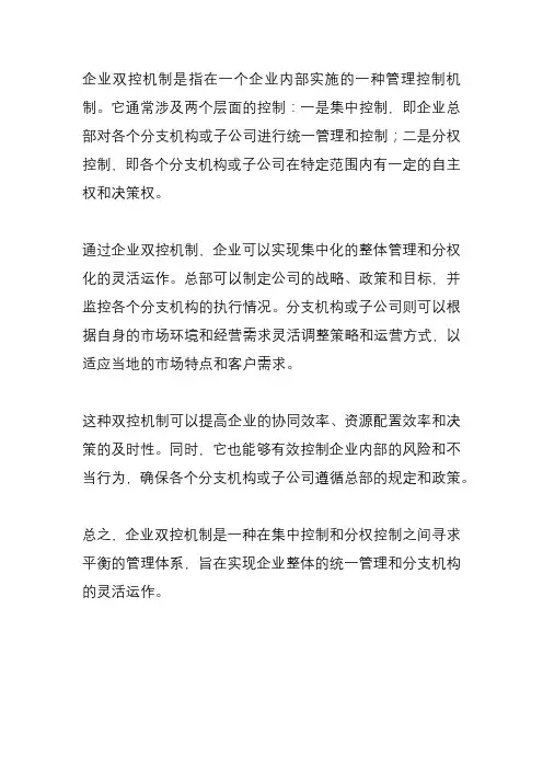 企业双控机制