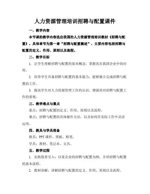 人力资源管理培训招聘与配置课件