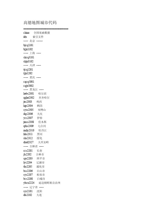 高德地图城市代码