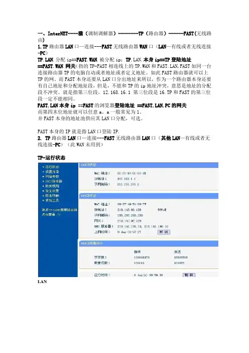 TP-FAST路由器互联方案