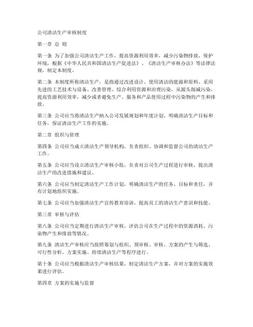 公司清洁生产审核制度范本