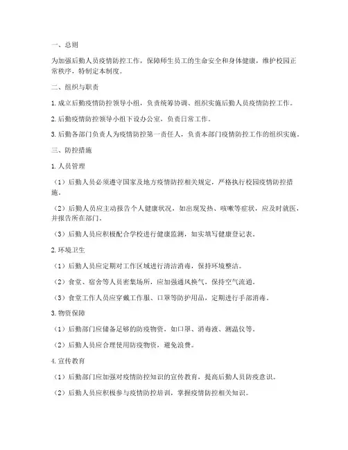 后勤人员防控管理制度