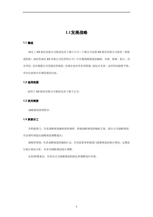 内部控制手册之发展战略