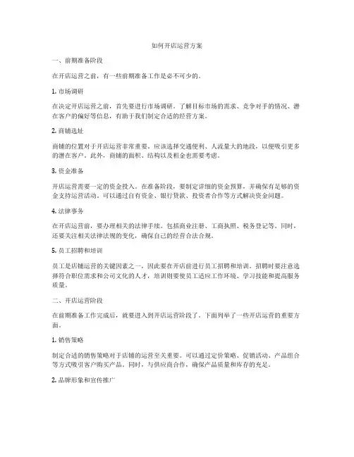 如何开店运营方案