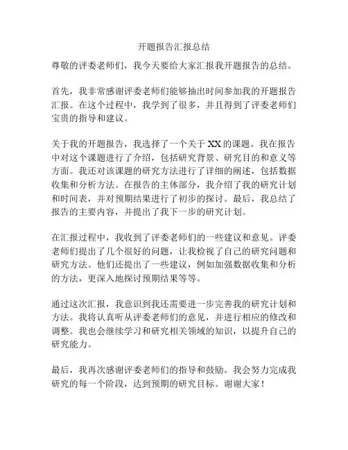 开题报告汇报总结
