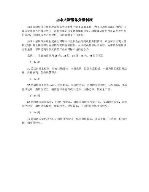 加拿大猪胴体分级制度