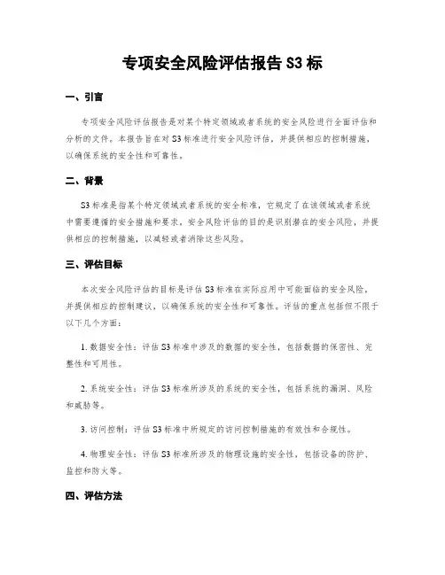 专项安全风险评估报告S3标