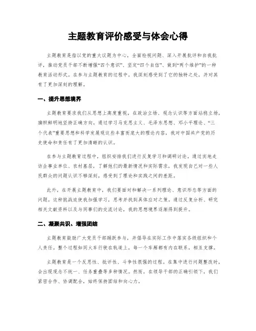 主题教育评价感受与体会心得