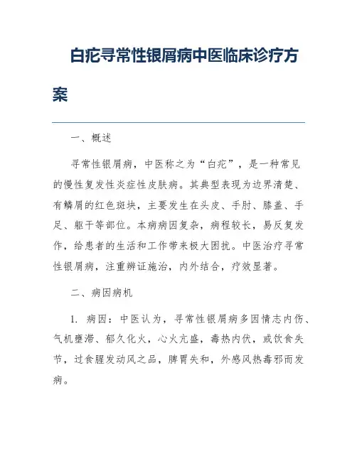 白疕寻常性银屑病中医临床诊疗方案
