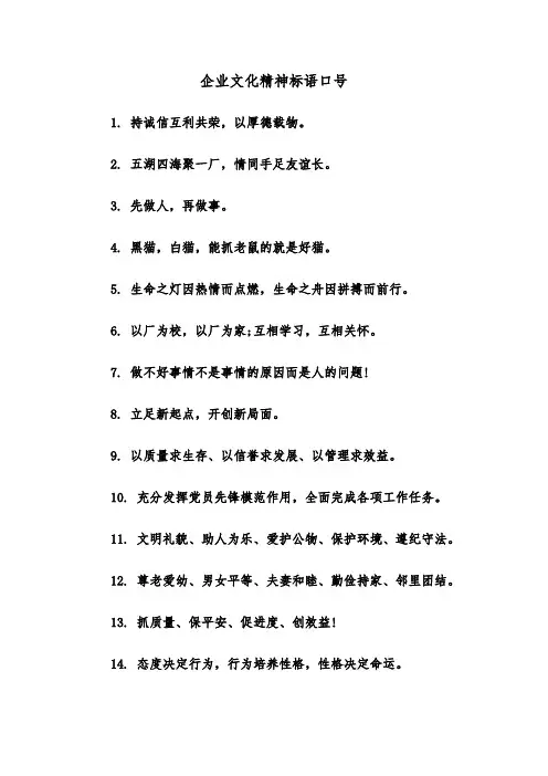 企业文化精神标语口号（2篇）