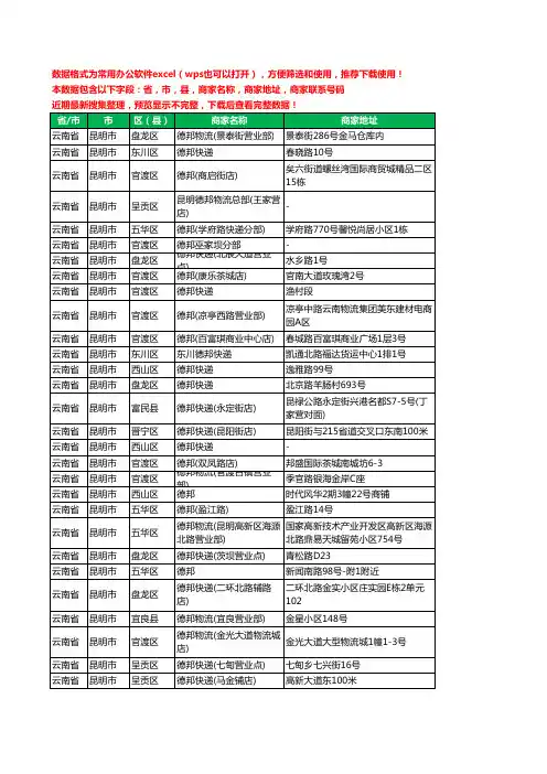 2020新版云南省昆明市德邦工商企业公司商家名录名单联系电话号码地址大全48家