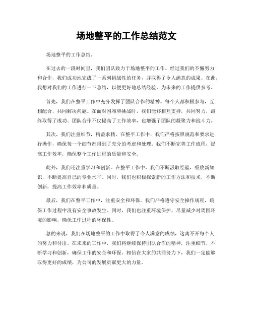 场地整平的工作总结范文