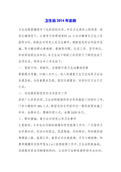 卫生站2014年总结